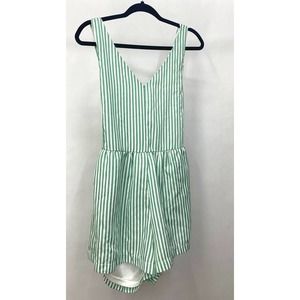 Glam Open Back Jumper Green and White Stripes